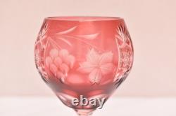 SET 4 BOHEMIAN CZECH CUT TO CLEAR Hock Wine GLASSES Goblets Multicolor NOS w BOX