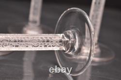 SET 4 LALIQUE Crystal Glass PHALSBOURG Bordeaux Wine Glasses Frosted ART DECO
