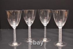 SET 4 LALIQUE Crystal Glass PHALSBOURG Claret Wine Glasses Frosted Stem ART DECO