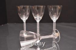 SET 4 LALIQUE Crystal Glass PHALSBOURG Claret Wine Glasses Frosted Stem ART DECO