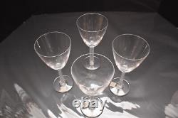 SET 4 LALIQUE Crystal Glass PHALSBOURG Claret Wine Glasses Frosted Stem ART DECO