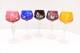 SET 5 BOHEMIAN CZECH CUT TO CLEAR CRYSTAL Hock Wine GLASSES Goblets Multicolor