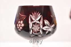 SET 5 BOHEMIAN CZECH CUT TO CLEAR CRYSTAL Hock Wine GLASSES Goblets Multicolor