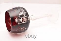 SET 5 BOHEMIAN CZECH CUT TO CLEAR CRYSTAL Hock Wine GLASSES Goblets Multicolor