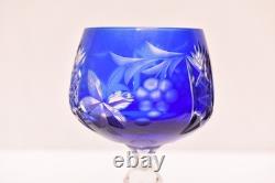 SET 5 BOHEMIAN CZECH CUT TO CLEAR CRYSTAL Hock Wine GLASSES Goblets Multicolor