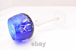 SET 5 BOHEMIAN CZECH CUT TO CLEAR CRYSTAL Hock Wine GLASSES Goblets Multicolor