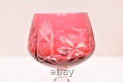 SET 5 BOHEMIAN CZECH CUT TO CLEAR CRYSTAL Hock Wine GLASSES Goblets Multicolor