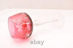 SET 5 BOHEMIAN CZECH CUT TO CLEAR CRYSTAL Hock Wine GLASSES Goblets Multicolor