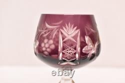 SET 5 BOHEMIAN CZECH CUT TO CLEAR CRYSTAL Hock Wine GLASSES Goblets Multicolor