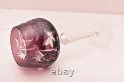 SET 5 BOHEMIAN CZECH CUT TO CLEAR CRYSTAL Hock Wine GLASSES Goblets Multicolor