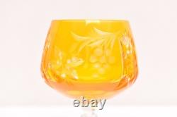 SET 5 BOHEMIAN CZECH CUT TO CLEAR CRYSTAL Hock Wine GLASSES Goblets Multicolor