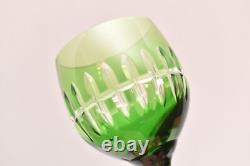 SET 6 BOHEMIAN CZECH CUT TO CLEAR Multi Color WINE HOCKS GOBLETS CRYSTAL GLASSES