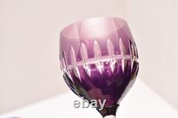 SET 6 BOHEMIAN CZECH CUT TO CLEAR Multi Color WINE HOCKS GOBLETS CRYSTAL GLASSES