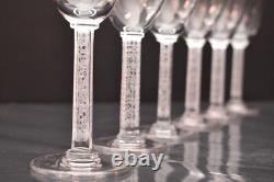 SET 6 LALIQUE Crystal Glass PHALSBOURG ART DECO Bordeaux Wine Glasses Frosted