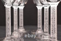 SET 6 LALIQUE Crystal Glass PHALSBOURG ART DECO Bordeaux Wine Glasses Frosted