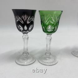 SET 6 NACHTMANN Andernach Crystal Multicolor Wine Cordial Glasses 4 3/8