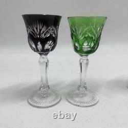 SET 6 NACHTMANN Andernach Crystal Multicolor Wine Cordial Glasses 4 3/8