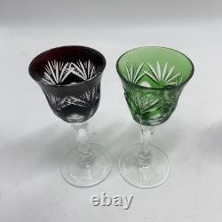 SET 6 NACHTMANN Andernach Crystal Multicolor Wine Cordial Glasses 4 3/8