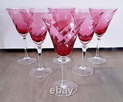 SET 6 THEREISENTHAL Crystal F. SCHMIDT GARDA Rose Swirl 8 Water Wine Goblets