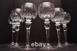 SET OF 6 Rogaska Gallia Hock Wine Glasses Goblets Stemware 8 Floral Etched
