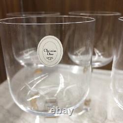 SET OF 7- Christian Dior GAUDRON Gold Crystal Wine Glasses 8 inch