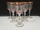 SET OF 7 Royal Crystal Rock Aurea Ruby Gold 7.5 Tall Wine Glasses