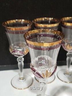 SET OF 7 Royal Crystal Rock Aurea Ruby Gold 7.5 Tall Wine Glasses