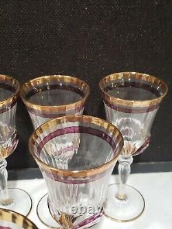 SET OF 7 Royal Crystal Rock Aurea Ruby Gold 7.5 Tall Wine Glasses