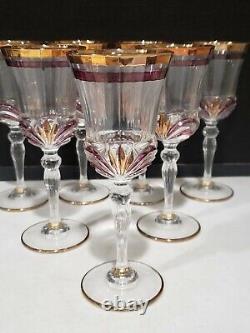 SET OF 7 Royal Crystal Rock Aurea Ruby Gold 7.5 Tall Wine Glasses