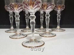 SET OF 7 Royal Crystal Rock Aurea Ruby Gold 7.5 Tall Wine Glasses