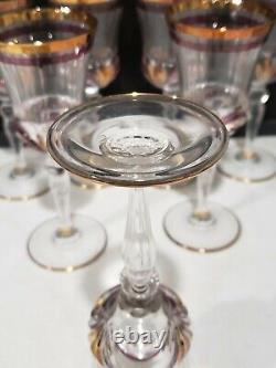 SET OF 7 Royal Crystal Rock Aurea Ruby Gold 7.5 Tall Wine Glasses