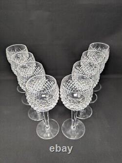 SET OF 8! 7 3/8 Wine Hocks by WATERFORD IRELAND Alana Cut Crystal Glasses