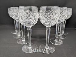 SET OF 8! 7 3/8 Wine Hocks by WATERFORD IRELAND Alana Cut Crystal Glasses