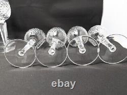 SET OF 8! 7 3/8 Wine Hocks by WATERFORD IRELAND Alana Cut Crystal Glasses