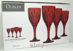 SET OF 8 CRYSTAL RED GODINGER DUBLIN WINE GOBLETS BRAND NEWithBOX