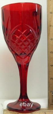 SET OF 8 CRYSTAL RED GODINGER DUBLIN WINE GOBLETS BRAND NEWithBOX