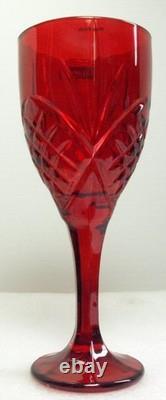 SET OF 8 CRYSTAL RED GODINGER DUBLIN WINE GOBLETS BRAND NEWithBOX