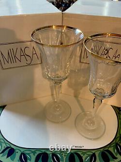 SET OF 8 Mikasa Jamestown Gold Crystal Goblets T2703/001 Water/Wine 8 3/4 NIB