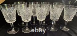 SET OF 9 WATERFORD CUT CRYSTAL WINE Water Goblet Glass ALANA PATTERN 7 8 oz