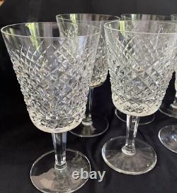 SET OF 9 WATERFORD CUT CRYSTAL WINE Water Goblet Glass ALANA PATTERN 7 8 oz
