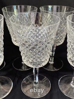 SET OF 9 WATERFORD CUT CRYSTAL WINE Water Goblet Glass ALANA PATTERN 7 8 oz