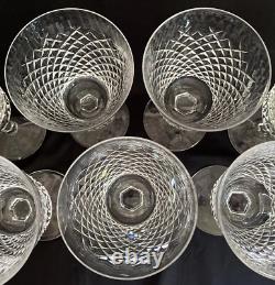SET OF 9 WATERFORD CUT CRYSTAL WINE Water Goblet Glass ALANA PATTERN 7 8 oz