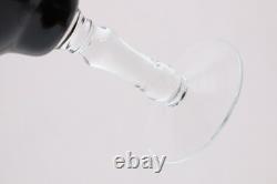 SET of 4 BLACK ONYX BOHEMIAN CZECH CUT TO CLEAR CRYSTAL Wine GLASSES Goblets