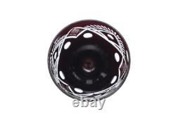 SET of 4 BLACK ONYX BOHEMIAN CZECH CUT TO CLEAR CRYSTAL Wine GLASSES Goblets