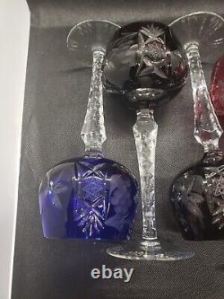 SET of 5 AJKA Hungary Cut to Clear Crystal Wine Hock Glasses