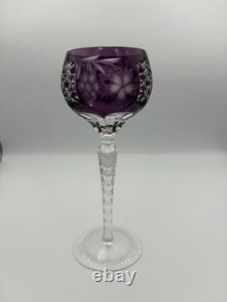 SET of 7 BOHEMIAN CZECH CUT TO CLEAR CRYSTAL Hock Wine Glasses Goblet 8.25 MCM
