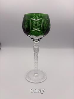 SET of 7 BOHEMIAN CZECH CUT TO CLEAR CRYSTAL Hock Wine Glasses Goblet 8.25 MCM