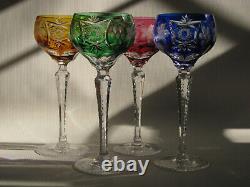 SET of FOUR NACHTMANN TRAUBE Cut to Clear Crystal Hock Wine Glasses 8.25 T