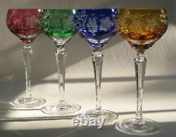 SET of FOUR NACHTMANN TRAUBE Cut to Clear Crystal Hock Wine Glasses 8.25 T