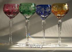 SET of FOUR NACHTMANN TRAUBE Cut to Clear Crystal Hock Wine Glasses 8.25 T